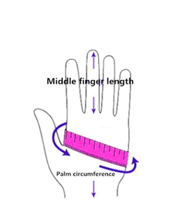 Measuring Diagram for Warm Winter Gloves Touch Fingertips Zip Closure