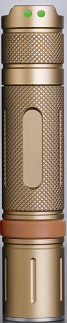 Closeup of gold aluminum Alloy flashlight