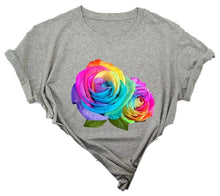 Load image into Gallery viewer, Gray floral womens tee shirt
