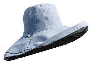 Wide-Brim Bucket Hat Blue