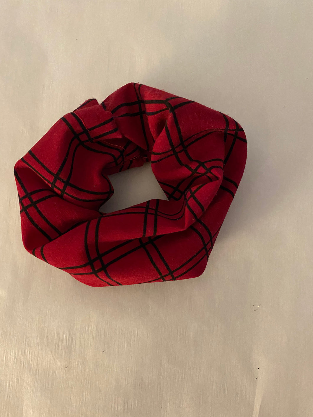 Red Plaid Scrunchies Made in USA