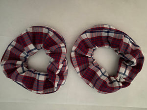 Red and White Plaid Scrunchies Made in USA