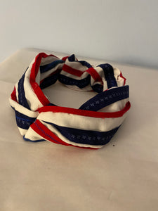 Red White And Blue Turban Style Headband **Made in USA**