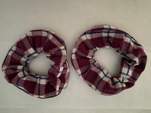 Load image into Gallery viewer, Red and White Plaid Scrunchies Made in USA
