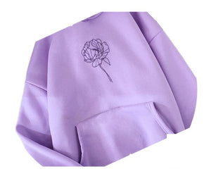 Womens Sweatshirt Front Pocket Hood Rose purple
