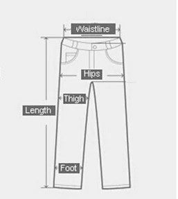 Womens Casual Lightweight Drawstring Pants Measuring Diagram