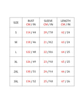Load image into Gallery viewer, Size Chart for womens loose t-shirt gradient print

