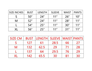 2 Piece Short and Silky Size Chart