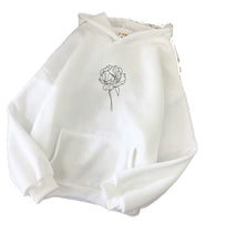 Load image into Gallery viewer, Womens Sweatshirt Front Pocket Hood Rose White
