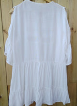 Load image into Gallery viewer, Womens White Lacy Coverup Dressy Casual Style Fluted 3/4 Sleeves
